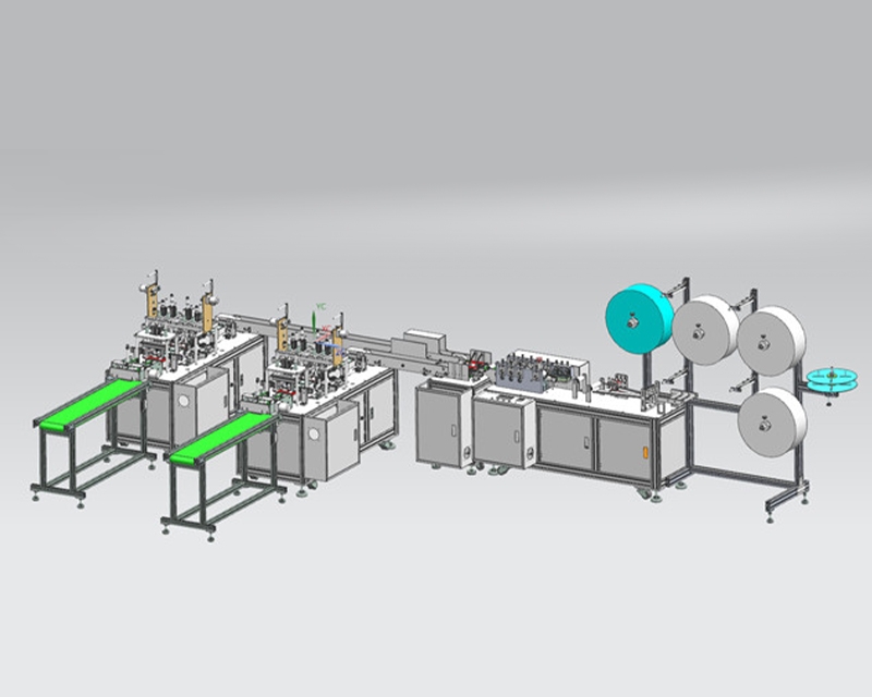 Full-automatic mask machine with one drag and two planes
